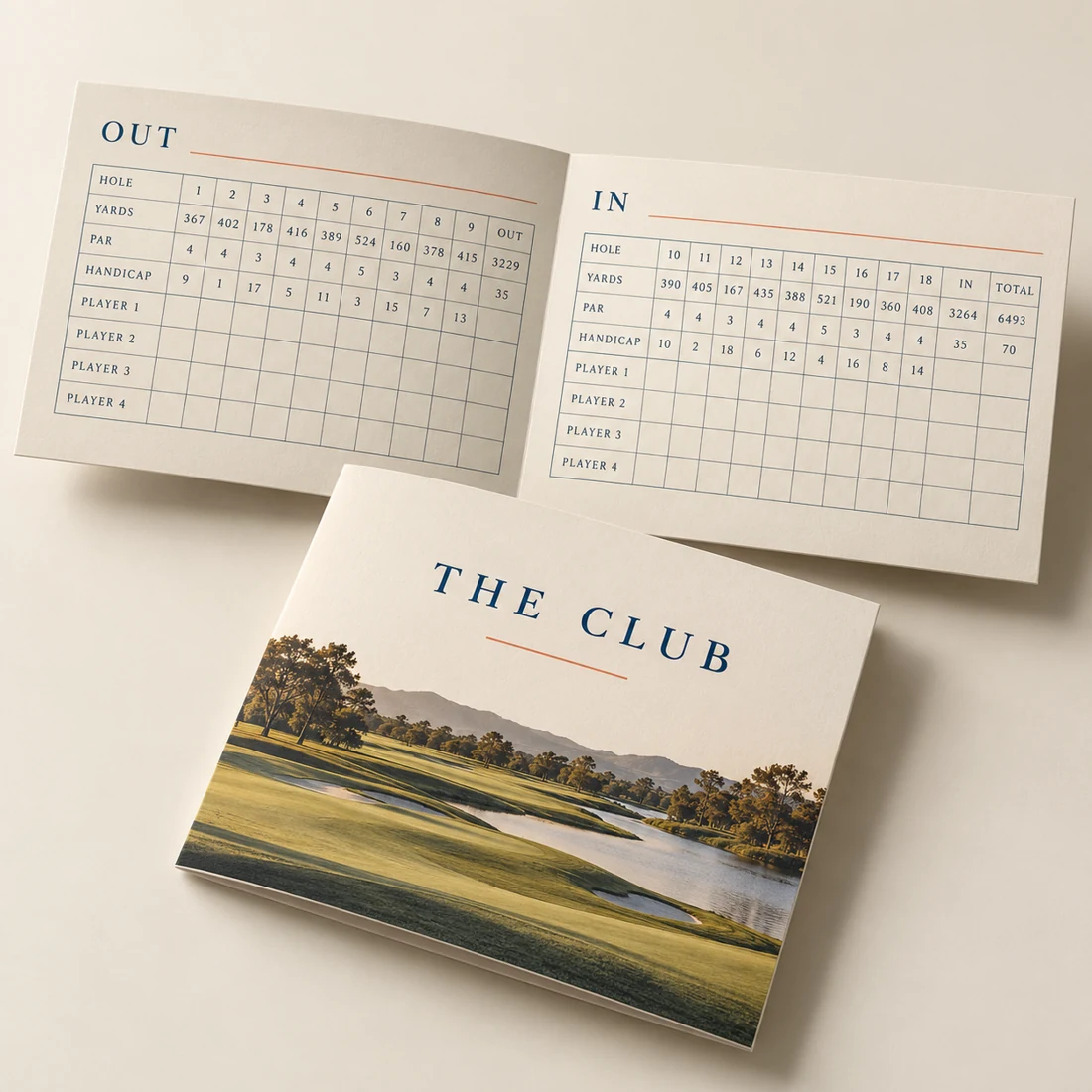 Illustrative golf score cards